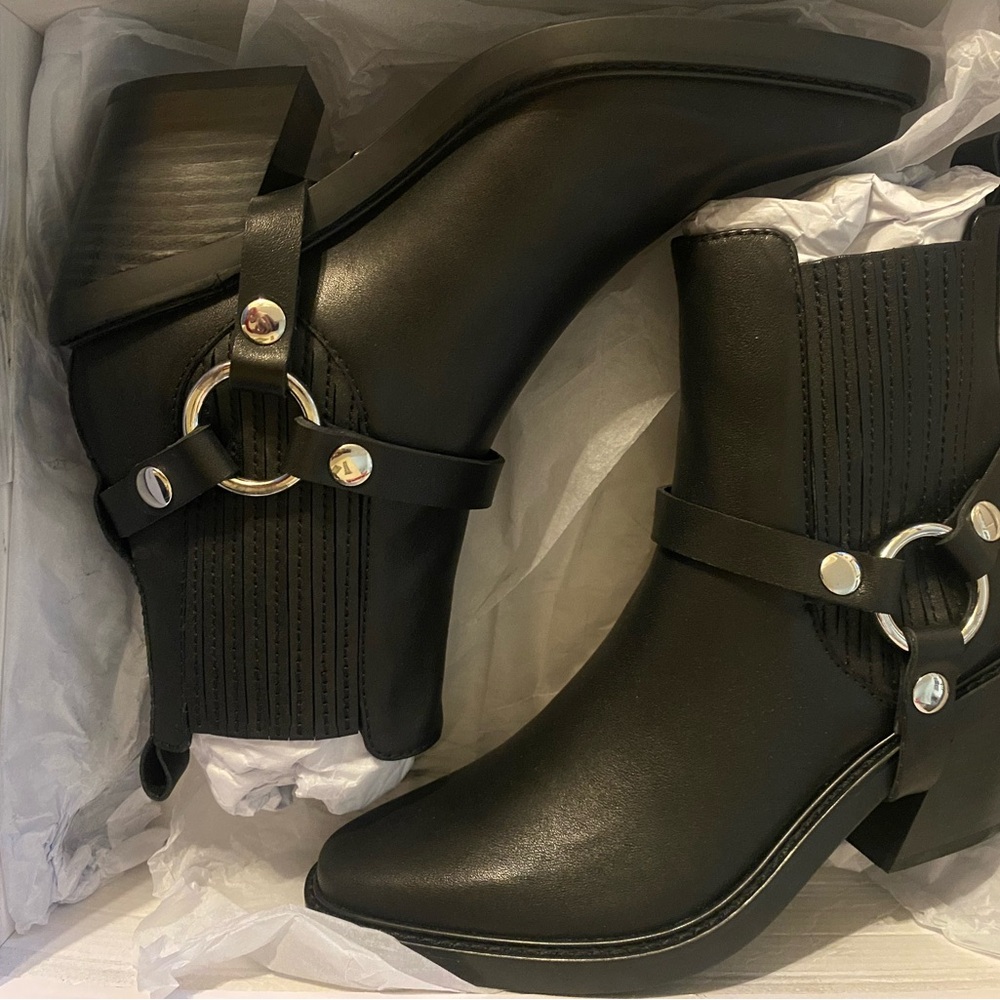 Rebecca Minkoff  “Jett” Black leather Boots with harness